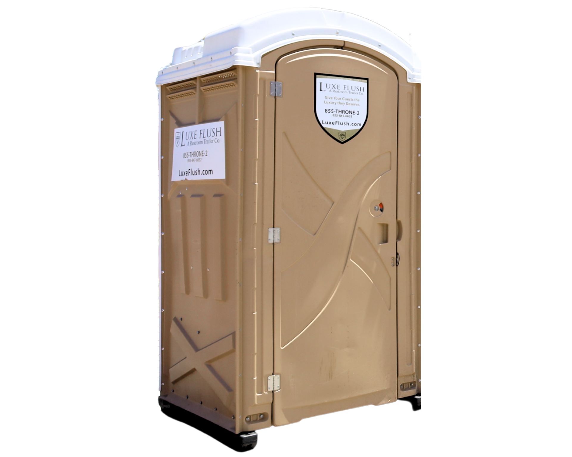 Luxe Flush standard portable restroom with solar lighting